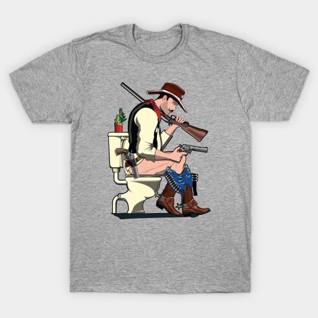 Cowboy on the Toilet T-Shirt by InTheWashroom